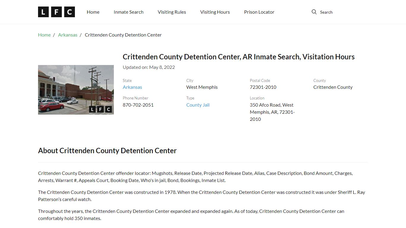 Crittenden County Detention Center, AR Inmate Search ...